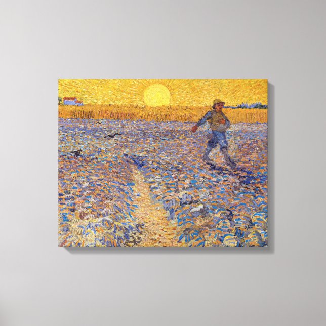 Lienzo Vincent van Gogh - El sembrador con sol poniente (Anverso)