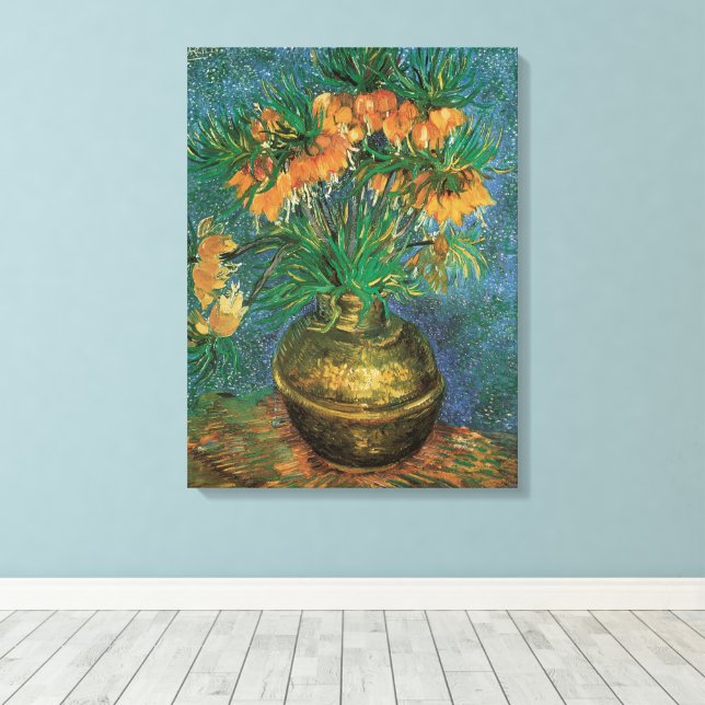 Lienzo Vincent van Gogh - Fritillarias en un jarrón de co (Insitu (piso de madera))