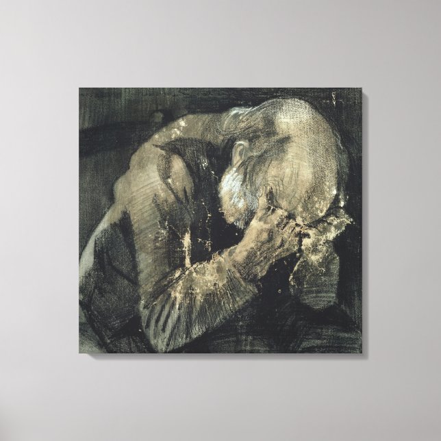 Lienzo Vincent van Gogh | Hombre con la cabeza en las man (Anverso)
