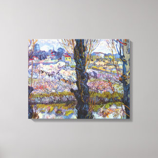 Lienzo Vincent Van Gogh – Huerto en flor con álamos