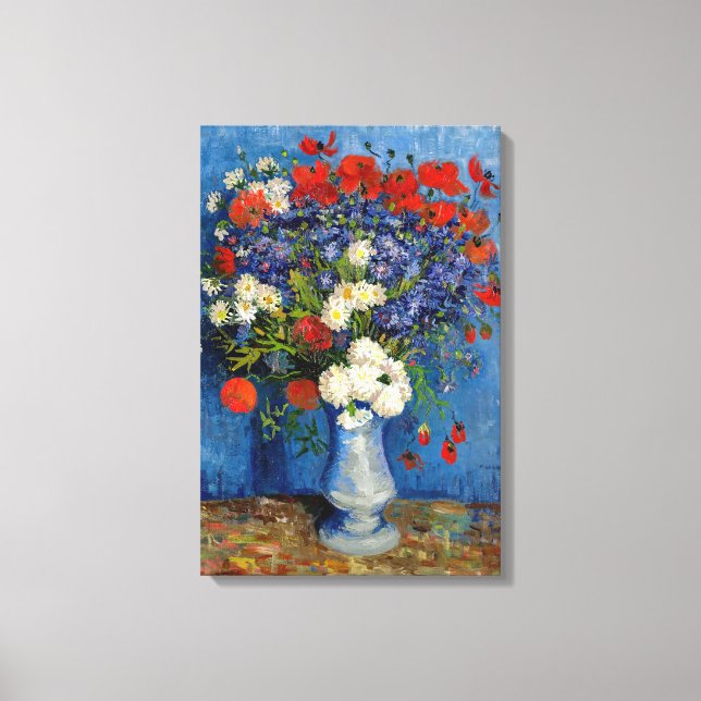 Lienzo Vincent van Gogh - Jarrón con acianos y amapolas (Anverso)
