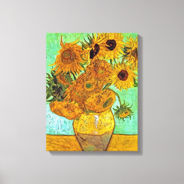 Lienzo Vincent Van Gogh - Jarrón con doce girasoles (Anverso)