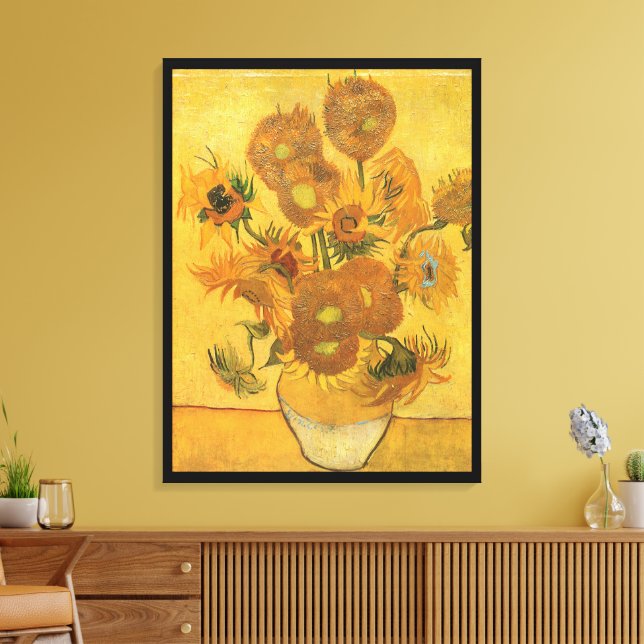 Lienzo Vincent van Gogh - Jarrón con quince girasoles (Insitu (Sala de estar))
