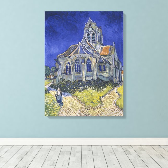 Lienzo Vincent Van Gogh, la Iglesia de Auvers (Insitu (piso de madera))
