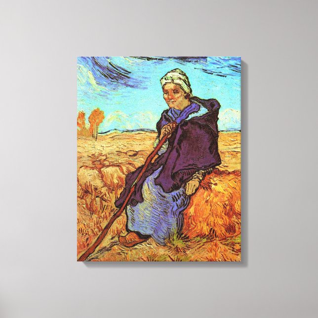 Lienzo Vincent Van Gogh - La pastora (según Millet) (Anverso)