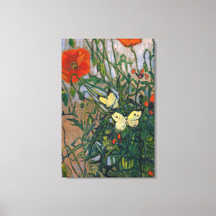 Lienzo Vincent van Gogh - Mariposas y Amapolas