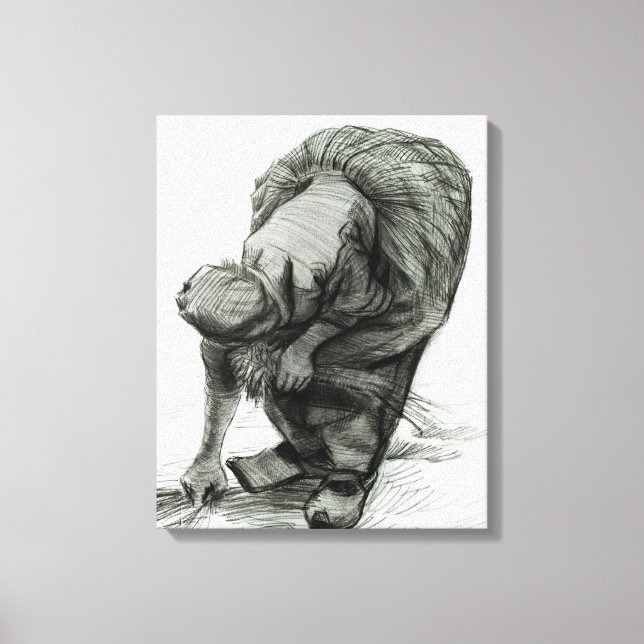 Lienzo Vincent van Gogh | Mujer campesina aprendiendo, 18 (Anverso)