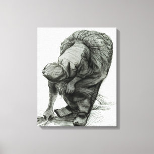 Lienzo Vincent van Gogh Mujer campesina aprendiendo, 18