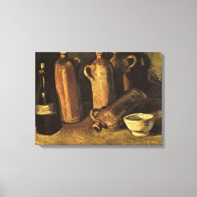Lienzo Vincent van Gogh - Naturaleza muerta con 4 botella (Anverso)