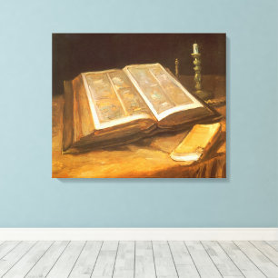 Lienzo Vincent van Gogh - Naturaleza muerta con Biblia