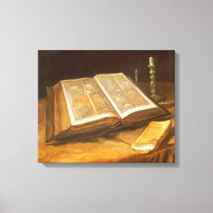 Lienzo Vincent van Gogh - Naturaleza muerta con Biblia