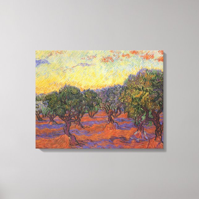 Lienzo Vincent van Gogh - Olivar, cielo anaranjado (Anverso)