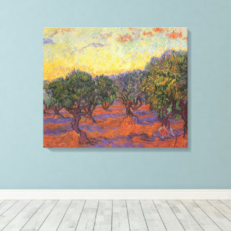 Lienzo Vincent van Gogh - Olivar, cielo anaranjado