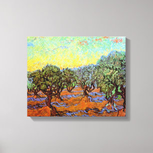 Lienzo Vincent Van Gogh - Olivar con cielo Naranja