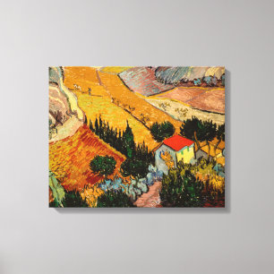Lienzo Vincent van Gogh - Paisaje, Casa y Labrador