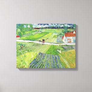 Lienzo Vincent van Gogh - Paisaje con Carruaje y Tren