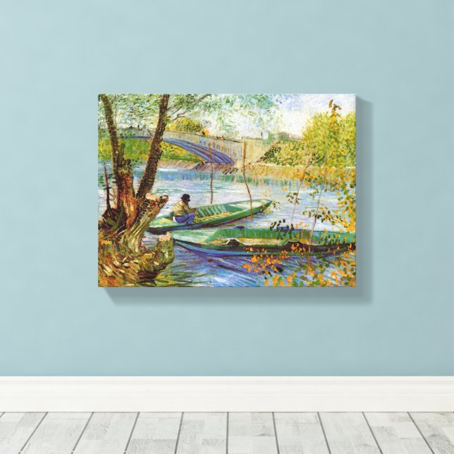 Lienzo Vincent Van Gogh, pescando en primavera (Insitu (piso de madera))