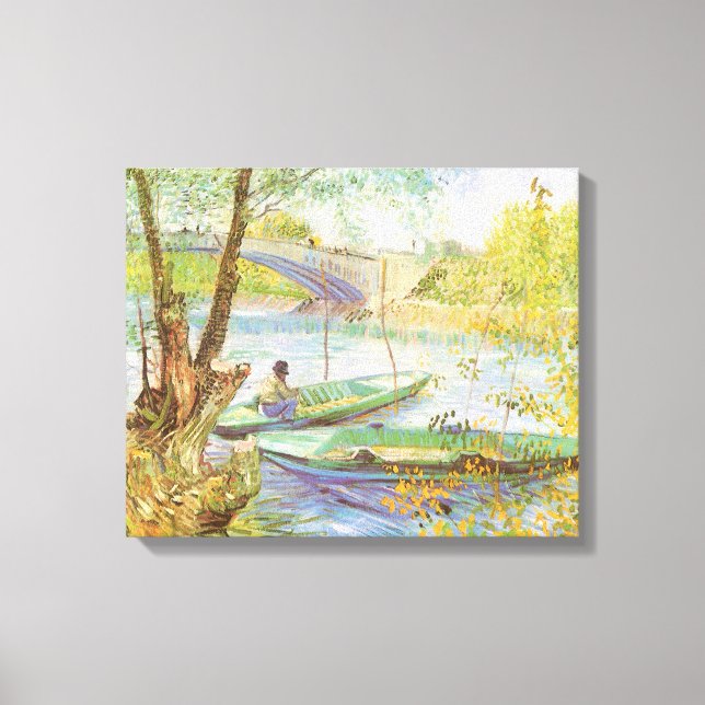 Lienzo Vincent van Gogh Pescando en primavera, Pont de Cl (Anverso)