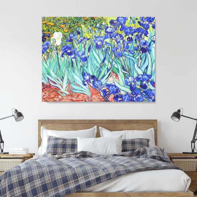 Lienzo Vincent Van Gogh pintando Irises (Insitu(Dormitorio))