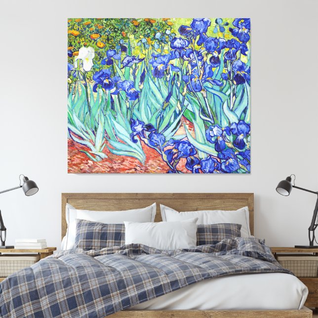 Lienzo Vincent Van Gogh pintando Irises (Insitu(Dormitorio))