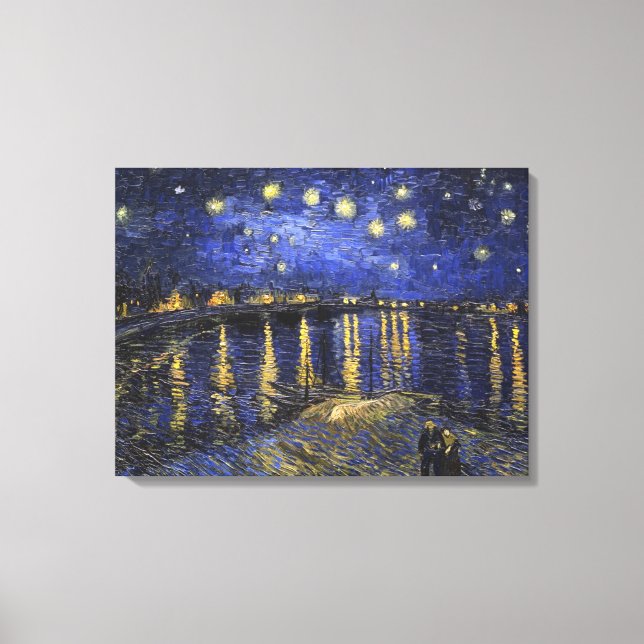 Lienzo Vincent Van Gogh Starry Night Sobre El Ródano (Anverso)