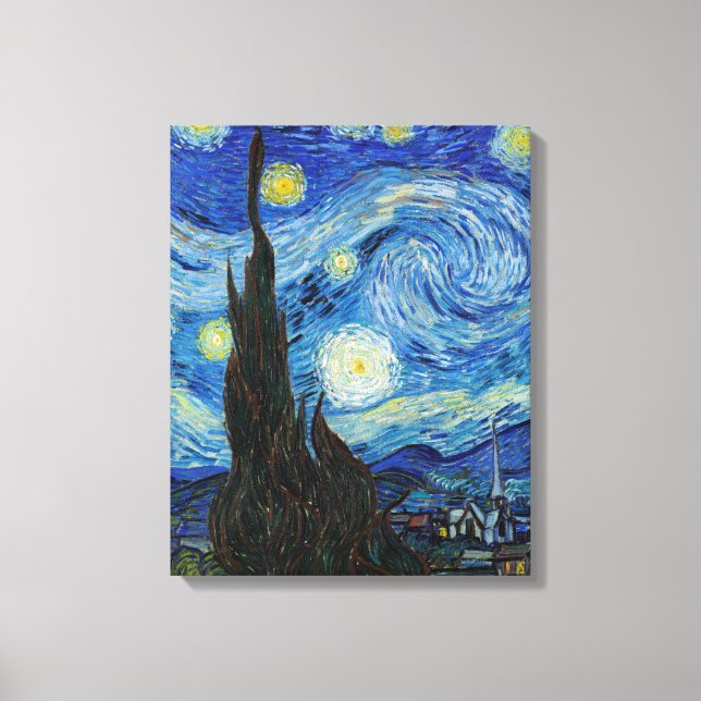 Lienzo Vincent Van Gogh Starry Night Vintage Bella Artes (Anverso)