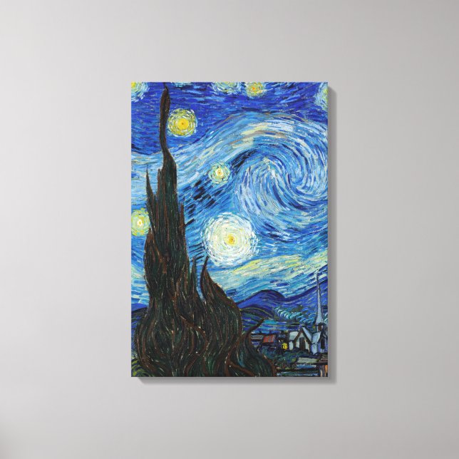 Lienzo Vincent Van Gogh Starry Night Vintage Bella Artes (Anverso)