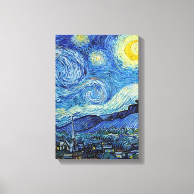 Lienzo Vincent Van Gogh Starry Night Vintage Bella Artes (Anverso)