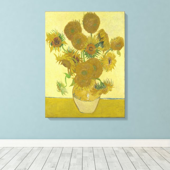 Lienzo Vincent Van Gogh - Sunflower, cuarta versión (Insitu (piso de madera))
