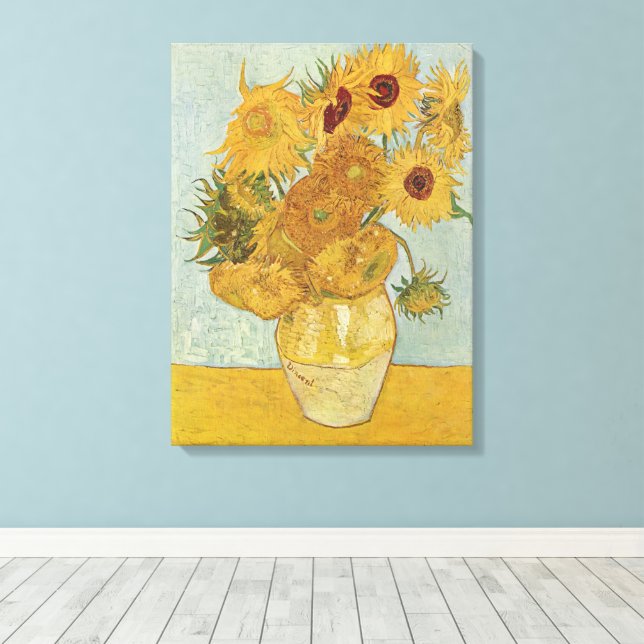 Lienzo Vincent Van Gogh - Sunflowers, 3ª versión (Insitu (piso de madera))