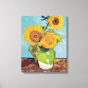 Lienzo Vincent Van Gogh - Tres Girasoles en un Jarrón