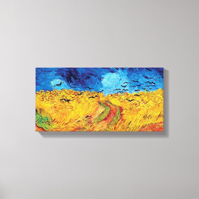 Lienzo Vincent Van Gogh - Trigal con cuervos negros (Anverso)