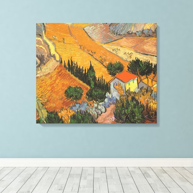 Lienzo Vincent van Gogh - Valle con labrador (Insitu (piso de madera))