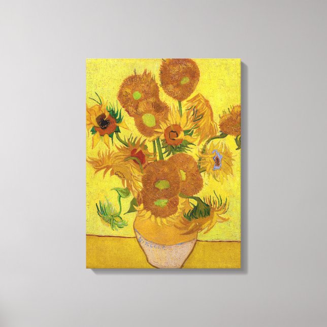 Lienzo Vincent van Gogh - Vase con quince girasoles (Anverso)