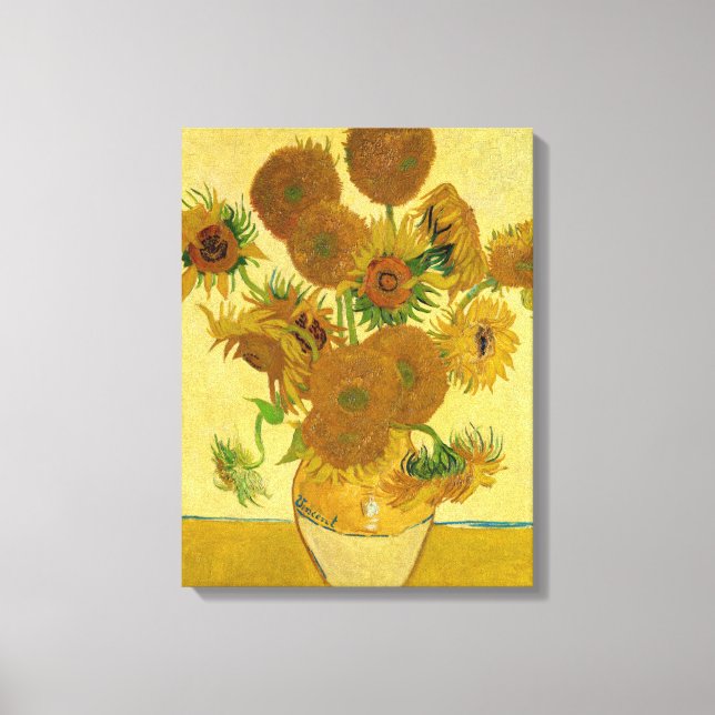 Lienzo Vincent van Gogh - Vase con quince girasoles (Anverso)