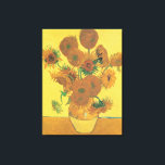 Lienzo Vincent van Gogh - Vase con quince girasoles<br><div class="desc">Vase con Quince girasoles o simplemente girasoles (1888) de Vincent van Gogh es una antigua pintura de arte floral del Post Impresionism. Forma parte de una serie de cuadros similares, con un ramo de flores de jardín en un jarrón. Toda la serie muestra girasoles en todas las etapas de la...</div>