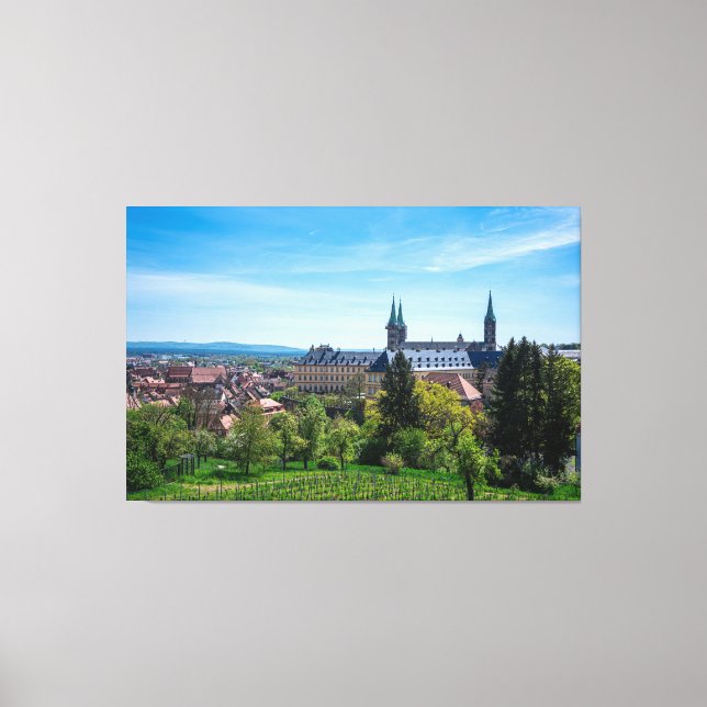 Lienzo Viñedo y casco antiguo histórico de Bamberg, Alema (Anverso)