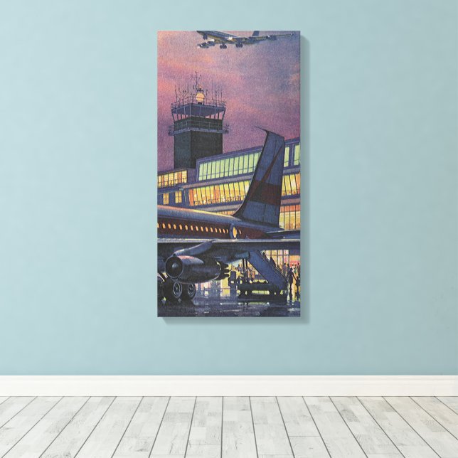 Lienzo Viñetas de negocios en avión en el aeropuerto (Insitu (piso de madera))