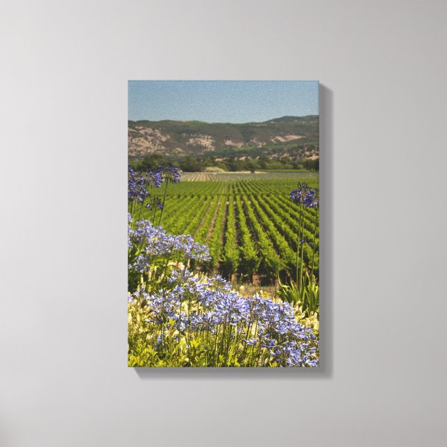 Lienzo Viñetería y flores moradas (Anverso)