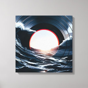 Lienzo Vinilo Vintage Ola Surf Oceano Música Retro