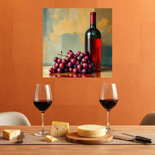 Lienzo Vino Tinto y Uvas