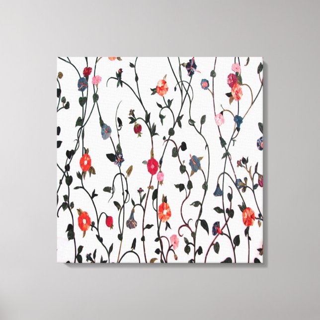 Lienzo Vinos florales Coral Rosa Azul Feminino (Anverso)