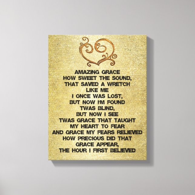 Lienzo Vintage Amazing Grace Hymn (Anverso)