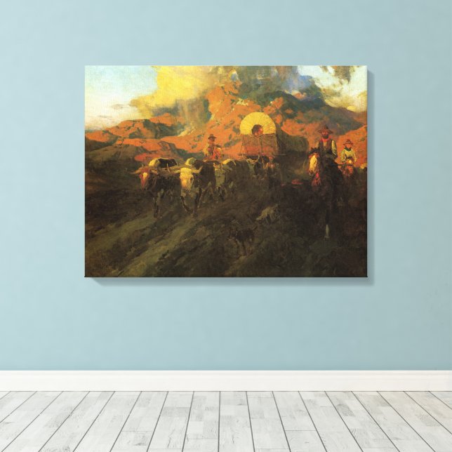 Lienzo Vintage American West, Overland Trail de Johnson (Insitu (piso de madera))