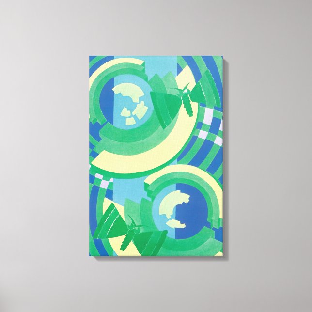 Lienzo Vintage Art Deco Jazz Pochoir Jardín Butterflies (Anverso)