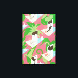 Lienzo Vintage Art Deco Jazz Pochoir Palmeras y Aves<br><div class="desc">Patrón de pochoir de jazz de arte de ilustracion vintage deco por Jacques Camus de Dessins, 1929. El pochoir es una técnica de esténcil común en pinturas surrealistas. Un bonito diseño moderno con aves exóticas, perros, plantas tropicales, palmeras y flamencos en colores primaverales brillantes de color verde, azul marino rosa...</div>