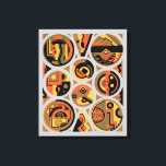 Lienzo Vintage Art Deco Pochoir Jazz Círculos Geométricos<br><div class="desc">Patrón de pochoir de jazz de arte deco de ilustracion vintage de Georges Valmier, de la serie Colección Decors et Couleurs, 1930. El pochoir es una técnica de esténcil común en pinturas surrealistas. Diseño moderno con formas geométricas redondeadas de círculos, líneas y triángulos. Bonita paleta de colores cálidos de otoño...</div>