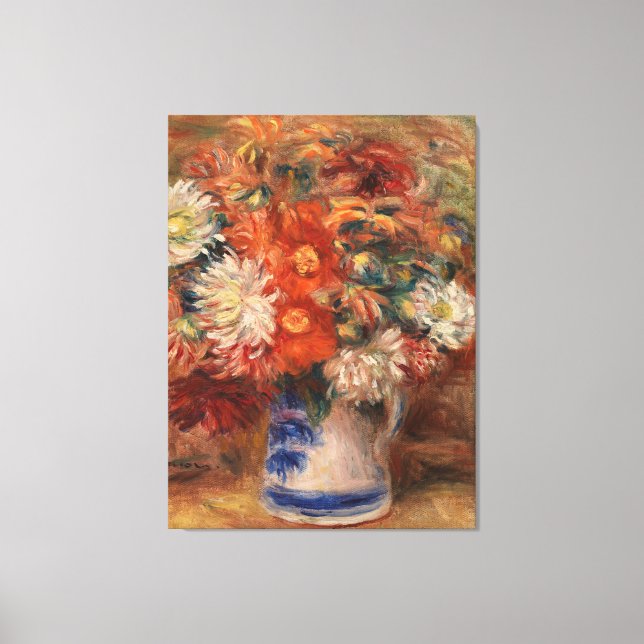 Lienzo Vintage Auguste Renoir Bouquet rojo rosa amarillo (Anverso)