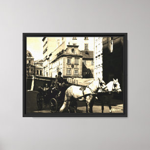Lienzo Vintage Austria Viena Dreimaderlhaus Fiaker
