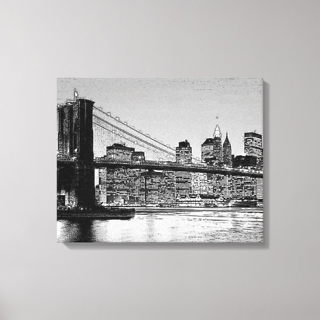 Lienzo Vintage Black & White Brooklyn Bridge (Anverso)